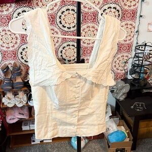 Reformation Cream Lace Button-Down Blouse